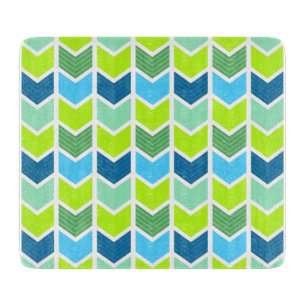 Modernes grünes und blaues geometrisches Zickzack Schneidebrett