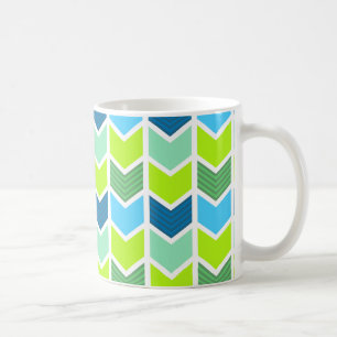 Modernes grünes und blaues geometrisches Zickzack Tasse
