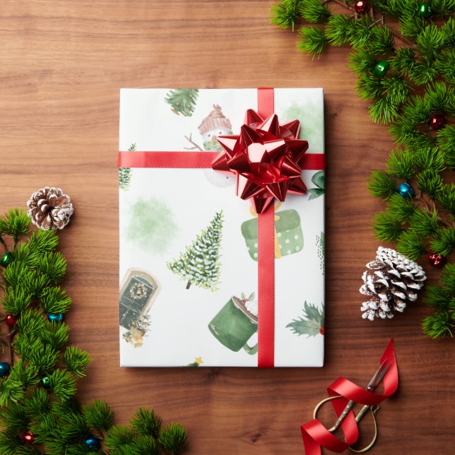 Modernes grünes Weihnachtsgebäck Geschenkpapier (Feiertagsgeschenk)