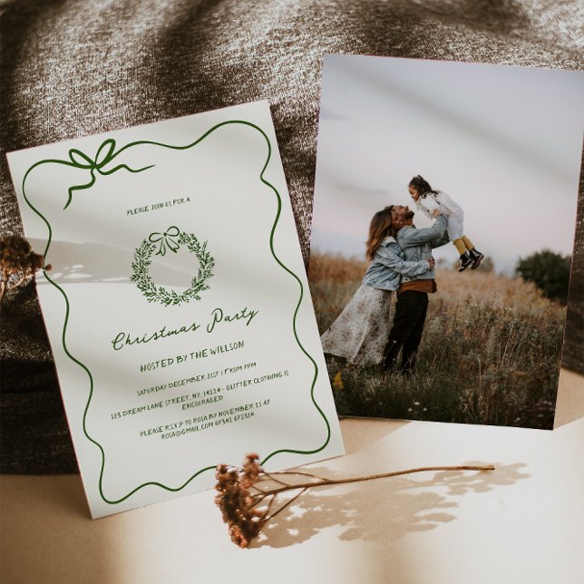 Modernes grünes Whimsisches Weihnachtsfest-Party Einladung (Von Creator hochgeladen)