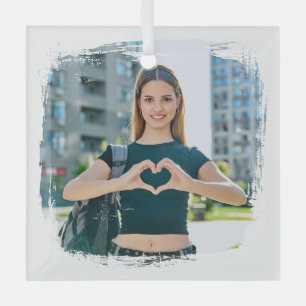 Modernes Grunge Border Foto Ornament Aus Glas