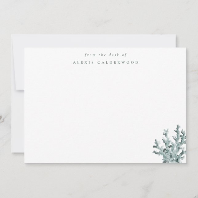 Modernes Grünmeerkorallen Personalisiert Mitteilungskarte (Vorderseite)