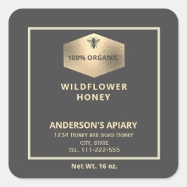 Modernes Gütezeichen für Honigweine aus Gold Quadratischer Aufkleber