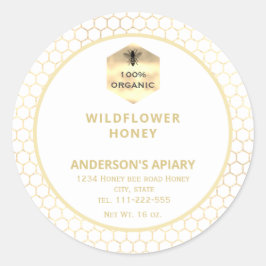 Modernes Gütezeichen für Honigweine aus Gold Runder Aufkleber