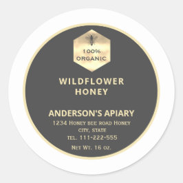Modernes Gütezeichen für Honigweine aus Gold Runder Aufkleber