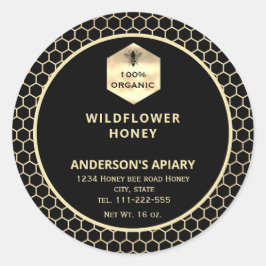 Modernes Gütezeichen für Honigweine aus Gold Runder Aufkleber