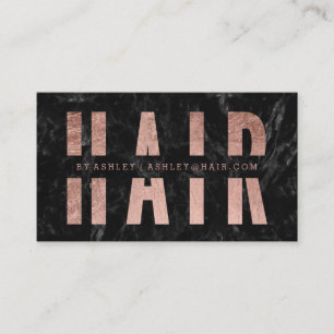 Modernes Haar geschnitten Rose Gold schwarzen Marm Visitenkarte