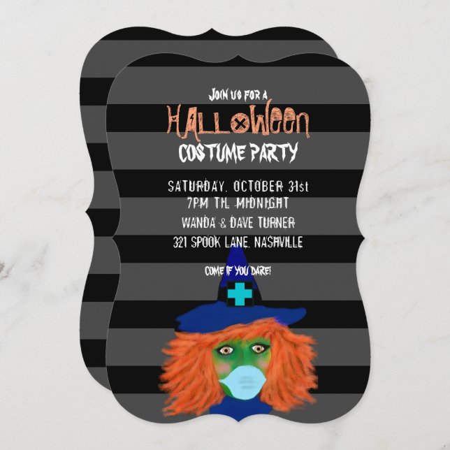 Modernes Halloween-Adult-Kostüm-Party Einladung (Vorne/Hinten)