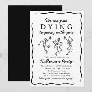 Modernes Halloween-Party von Skeletten mit schwarz Einladung