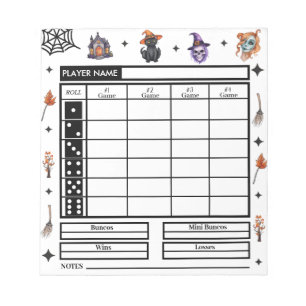 Modernes Halloween Theme Bunco Score Pad Notizblock
