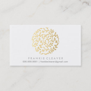 MODERNES HAND DRAWN FLORAL Blattmuster Spot Gold Visitenkarte