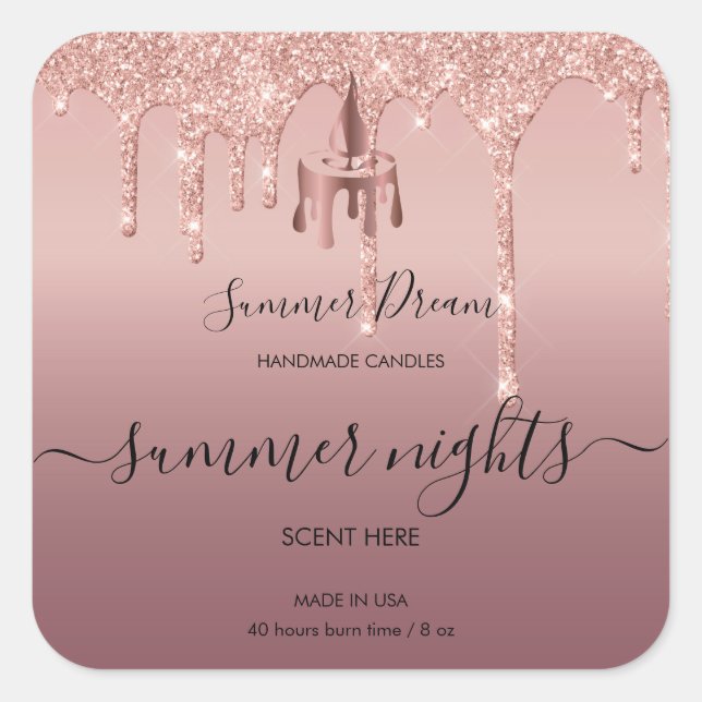 Modernes handgefertigtes Honey Wax Candle Label Quadratischer Aufkleber (Vorderseite)