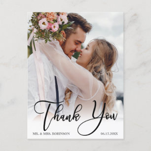 Modernes handgeschriebenes Hochzeitsszenario Foto  Postkarte