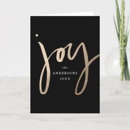 Modernes, handgeschriebenes Joy Black & Gold Non-F Feiertagskarte