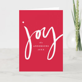 Modernes, handgeschriebenes Joy Red Non-Foto Feiertagskarte
