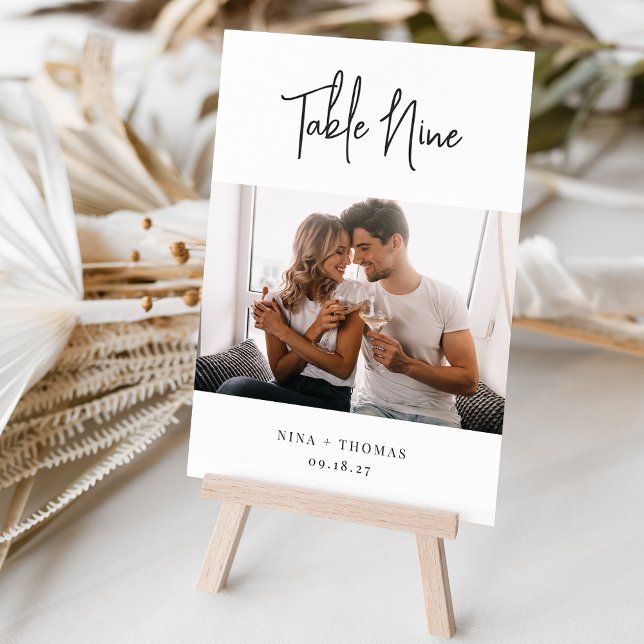 Modernes handgeschriebenes + klassisches Serif-Fot Tischnummer (3.5x5" photo table numbers)