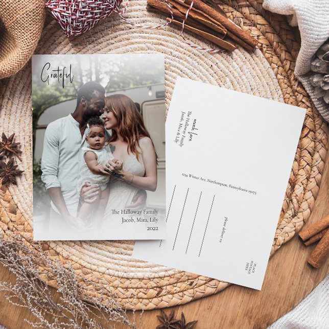 Modernes, handgeschriebenes Script dankbar Volles  Feiertagspostkarte (Von Creator hochgeladen)