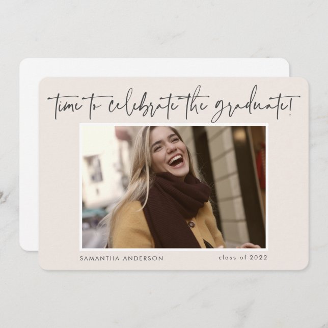 Modernes handgeschriebenes Script-Foto 2022 Abschl Einladung (Vorne/Hinten)