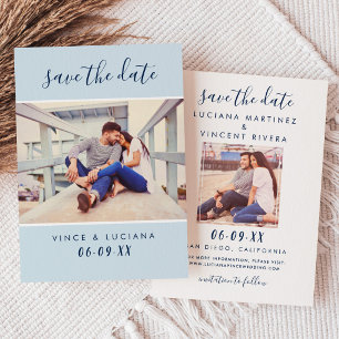Modernes handgeschriebenes Script Navy Blue Weddin Save The Date