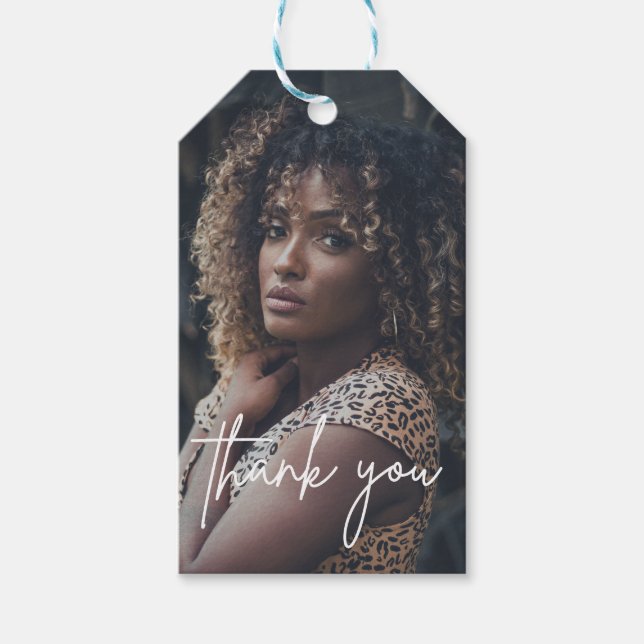 Modernes, handgeschriebenes Skript-Foto Geschenkanhänger (Vorderseite)