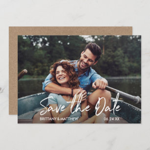 Modernes handgeschriebenes Skript-Foto Kraft Save The Date