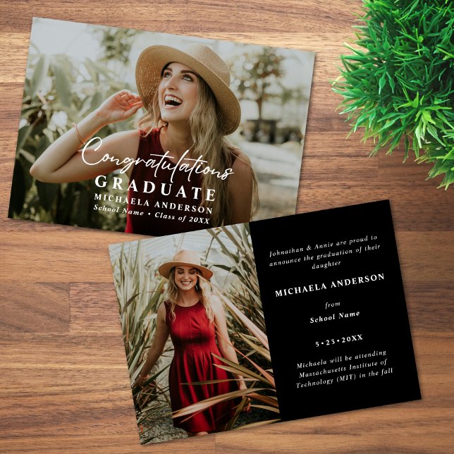 Modernes handgeschriebenes Skript mit 2-Foto-Absch Ankündigung (Von Creator hochgeladen)