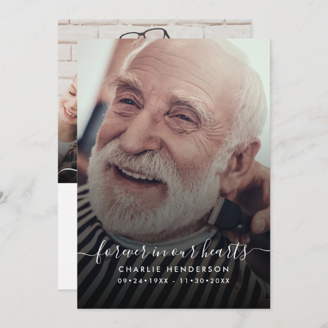 Modernes handgeschriebenes Skript mit 2-Foto-Beerd Dankeskarte (Vorne/Hinten)