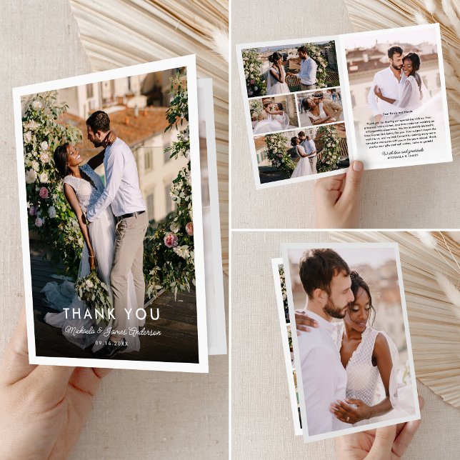 Modernes, handgeschriebenes Skript mit 7-Foto-Hoch Dankeskarte (Von Creator hochgeladen)