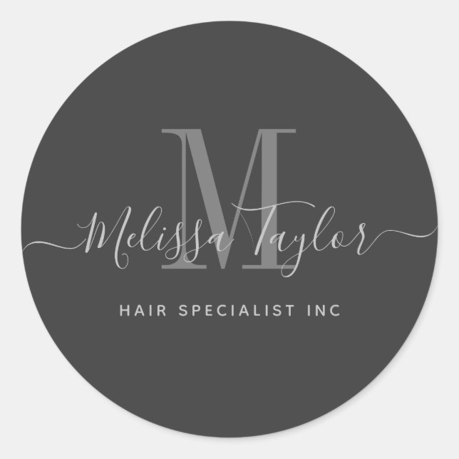 Modernes handgeschriebenes Skript Premium Black Bu Runder Aufkleber (Vorderseite)