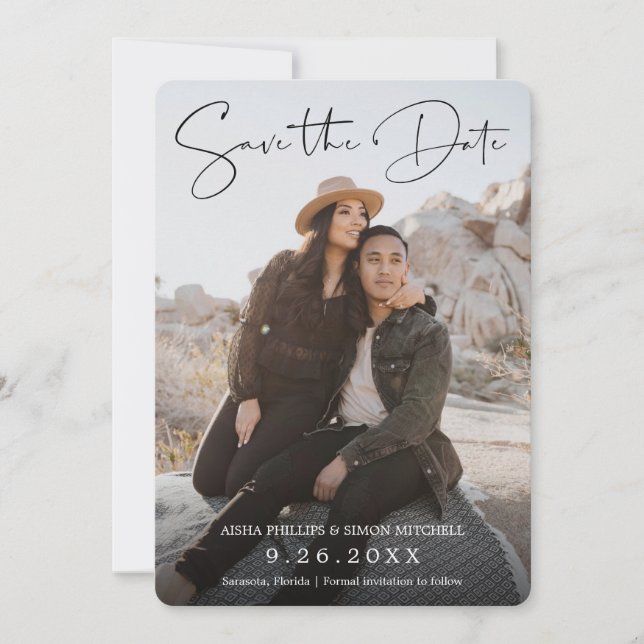 Modernes handgeschriebenes Skript Save The Date (Vorderseite)