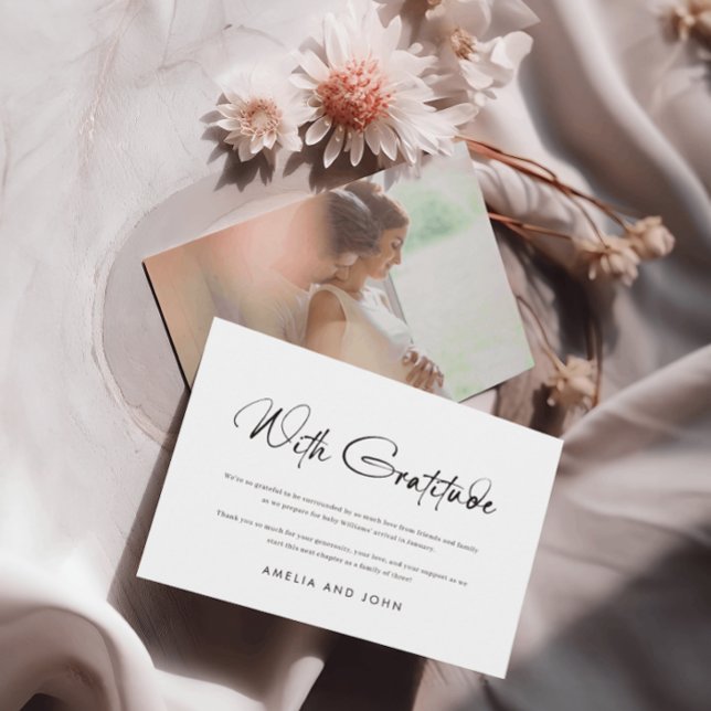 Modernes handgeschriebenes Skript-Schwarz-weißes F Dankeskarte (Von Creator hochgeladen)