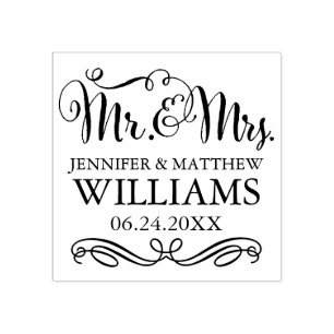 Modernes handgeschriebenes SkriptWedding Monogram Gummistempel