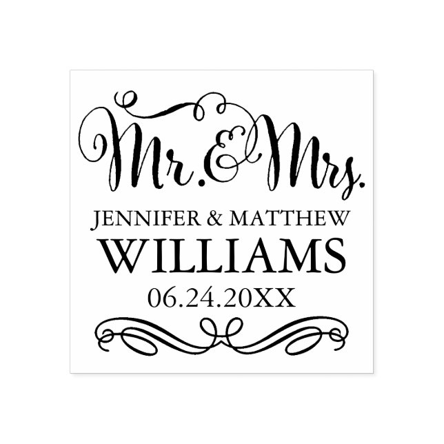 Modernes handgeschriebenes SkriptWedding Monogram Gummistempel (Prägung)