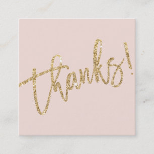 MODERNES HANDLETTERING dank goldfarbenem Glitzer r Quadratische Visitenkarte