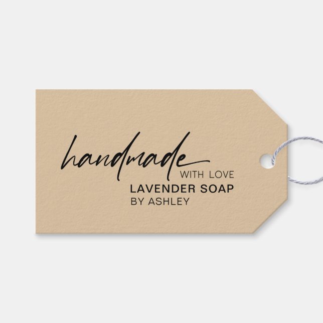 Modernes Handmade mit handgeschriebenem Liebe Geschenkanhänger (Vorderseite (Horizontal))