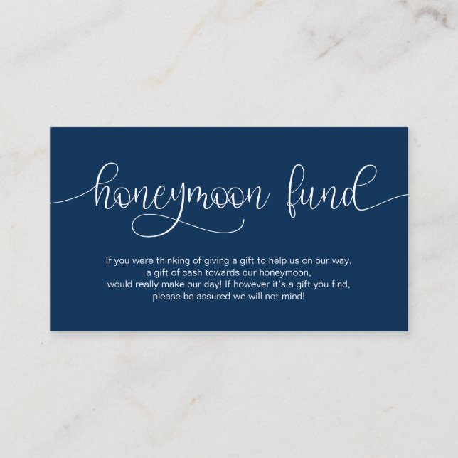 Modernes Handschrift-Design der Marine, Honeymoon  Begleitkarte (Vorderseite)