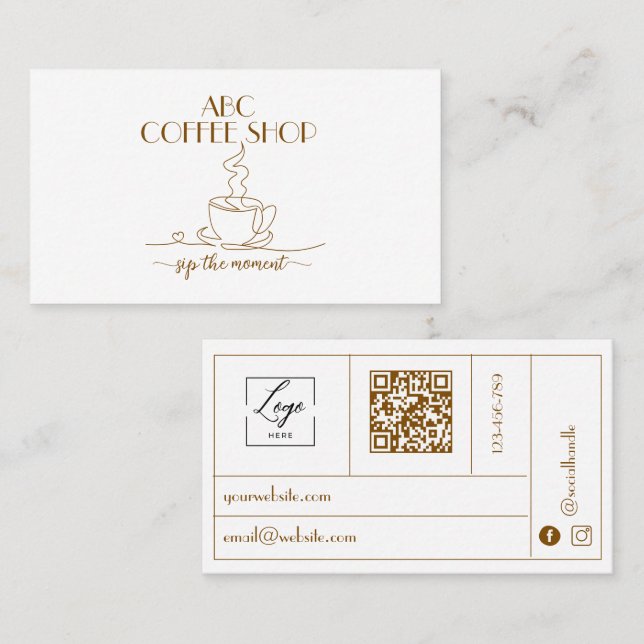 Modernes Handwerk LOGO QR-Code Cafeteria  Visitenkarte (Vorne/Hinten)