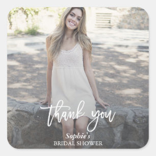 Modernes Handwriting - kundenspezifisches Foto-Bra Quadratischer Aufkleber