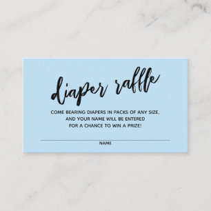 Modernes Handwriting Windeln Raffel Ticket Blue Begleitkarte