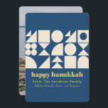 Modernes Hanukkah Blue Geometric Back Foto Feiertagskarte<br><div class="desc">Say Happy Hanukkah mit dieser einfachen und modernen geometrischen Kunstkarte in blau,  personalisiert mit Ihrem Namen und Foto.</div>
