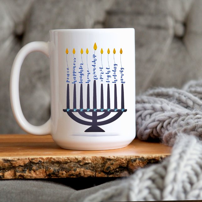 Modernes Hanukkah Menorah Festival of Lights Kaffeetasse (Von Creator hochgeladen)