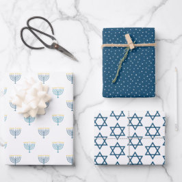 Modernes Hanukkah Packpapier - Marine Geschenkpapier Set