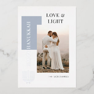 Modernes Happy Hanukkah Liebe Foto Folien Feiertagskarte