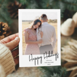 Modernes Happy Holidays Einfaches Script-Foto Feiertagskarte