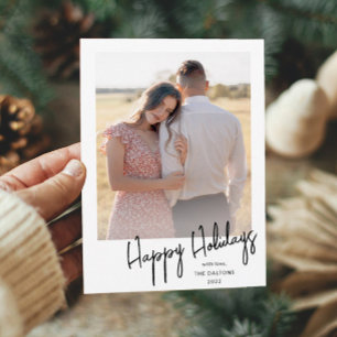 Modernes Happy Holidays Einfaches Script-Foto Feiertagskarte
