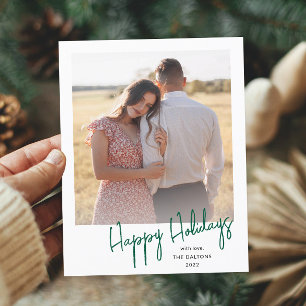 Modernes Happy Holidays Einfaches Script-Foto Feiertagspostkarte