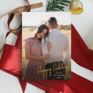 Modernes Happy Holidays Einfaches Script-Foto Folien Feiertagskarte
