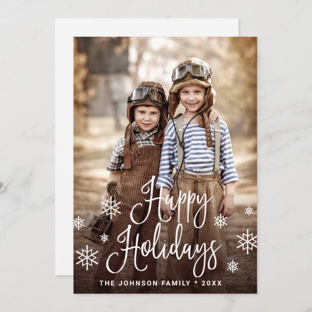 Modernes Happy Holidays FOTO Weihnachtsgrüße Feiertagskarte (Vorne/Hinten)