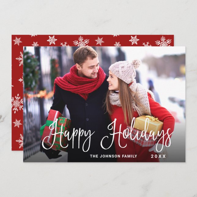 Modernes Happy Holidays FOTO Weihnachtsgrüße Feiertagskarte (Vorne/Hinten)