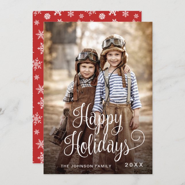 Modernes Happy Holidays FOTO Weihnachtsgrüße Feiertagskarte (Vorne/Hinten)